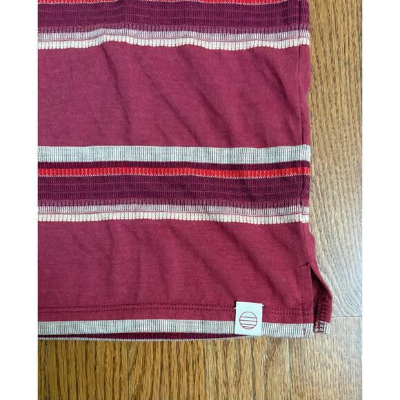 Marine Layer Men’s Polo Shirt Small RE-Spun Burgundy Striped Short Sleeve Cotton - Picture 3 of 6